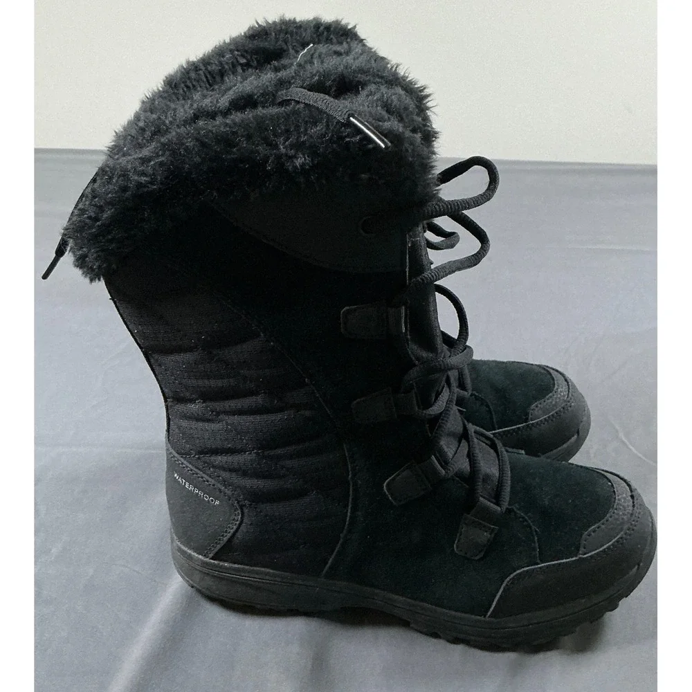 Columbia Ice Maiden II Black Waterproof Winter Boots Faux Fur Womens 6.5
